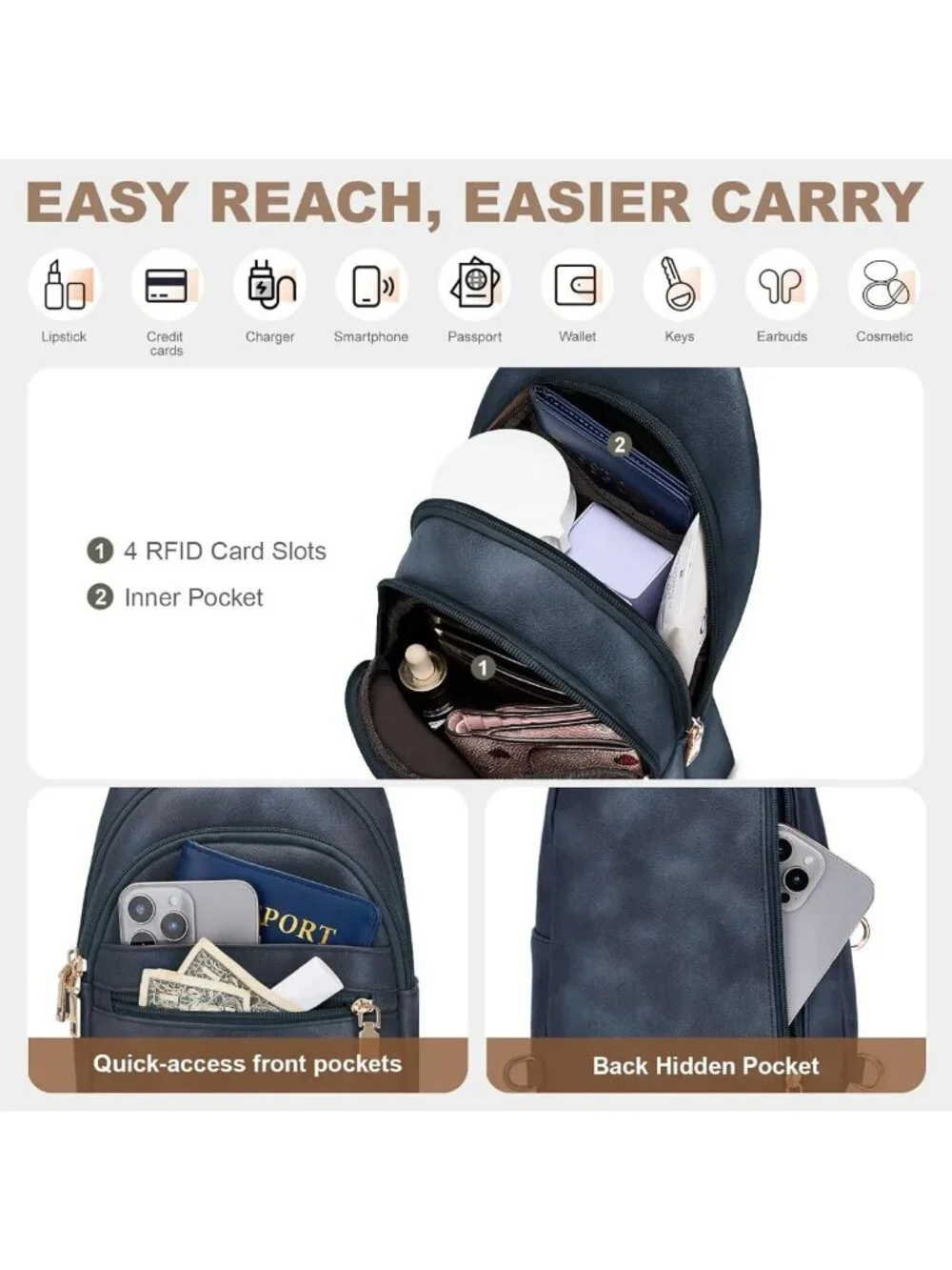 Stylish Anti-Theft Crossbody Bag for Women | RFID Travel Sling Purse